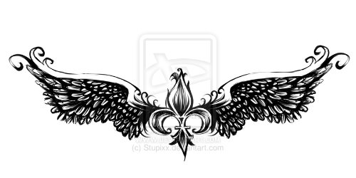 Winged Fleur De Lis Tattoo Design